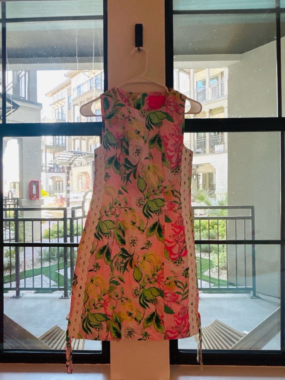 Lilly Pulitzer Pink Floral Dress with Lace Accents